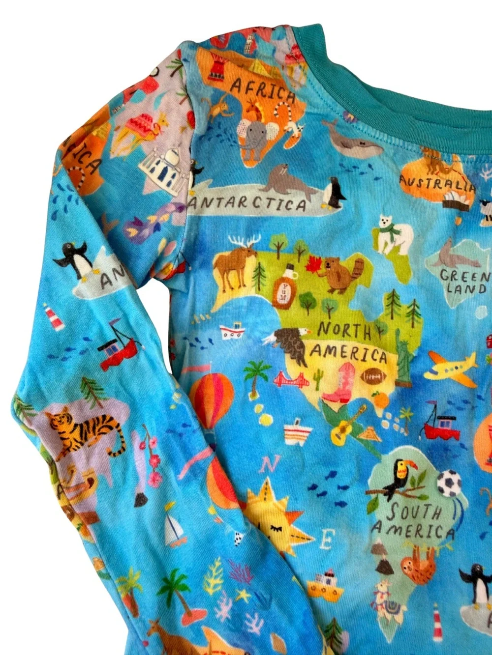 ✈️ Little Sleepies Kids Long Sleeve World Map Globe Print Pajama Top Unisex 3T